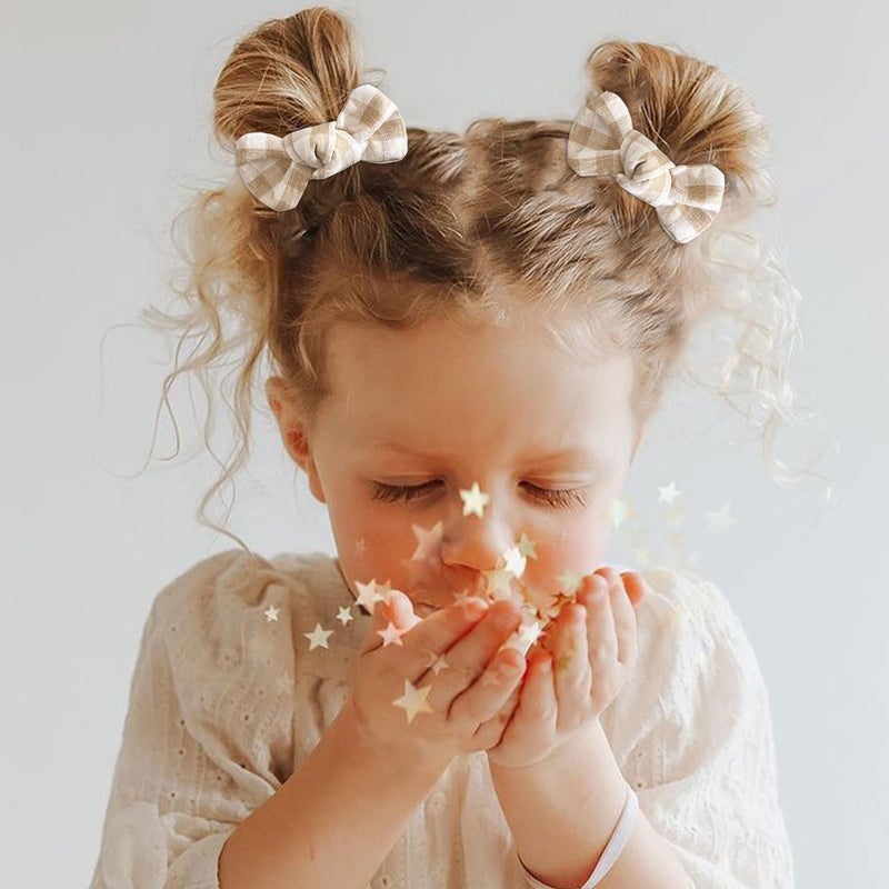 Niceye Baby Hair Clips - 24 Pcs Fully Lined Hair Bow Clips for Fine Hair Cotton Tiny Hair Barrettes for Infants, Toddlers, and Little Girls - Image 3